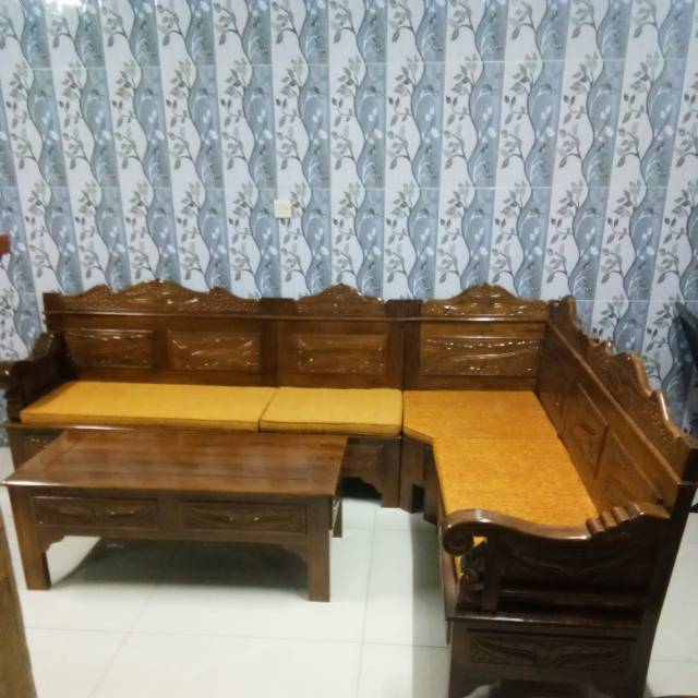 kursi tamu jati jepara letter L