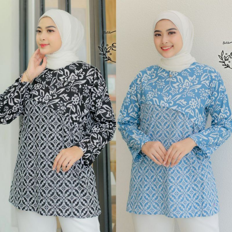 Batik Alina Baju Batik Wanita Modern M L XL XXL Atasan Batik Kerja Wanita Blouse Batik Modern Batik Kerja Kantor Seragam Batik