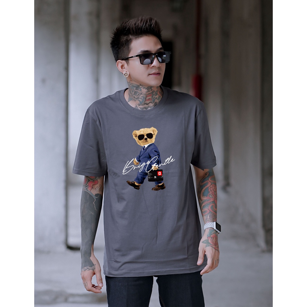 BRIGO Kaos Lengan Pendek Bear Gentle || Kaos Katun Combed M-XL || Kaos Distro BRIGO Beruang Gentle