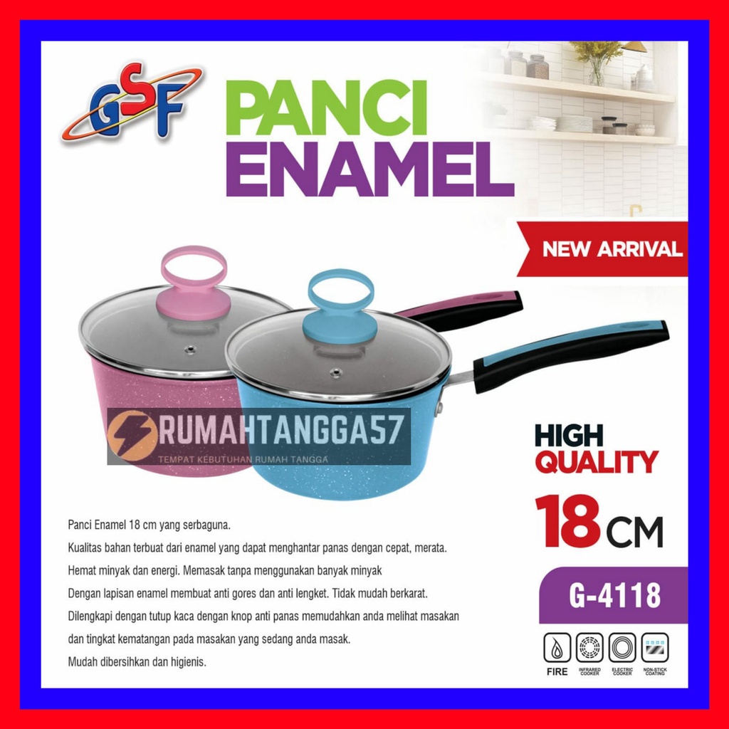 PANCI ENAMEL 18CM GSF G-4118 / PANCI SUSU ENAMEL UK 18CM / PANCI KUAH UK 18CM / PANCI KUWAH UK 18CM 