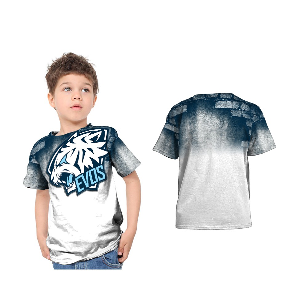 2S5 - Kaos Baju T-shirt Anak Jersey Esport Gaming Evos 2018 2019 Evos Putih Fullprint