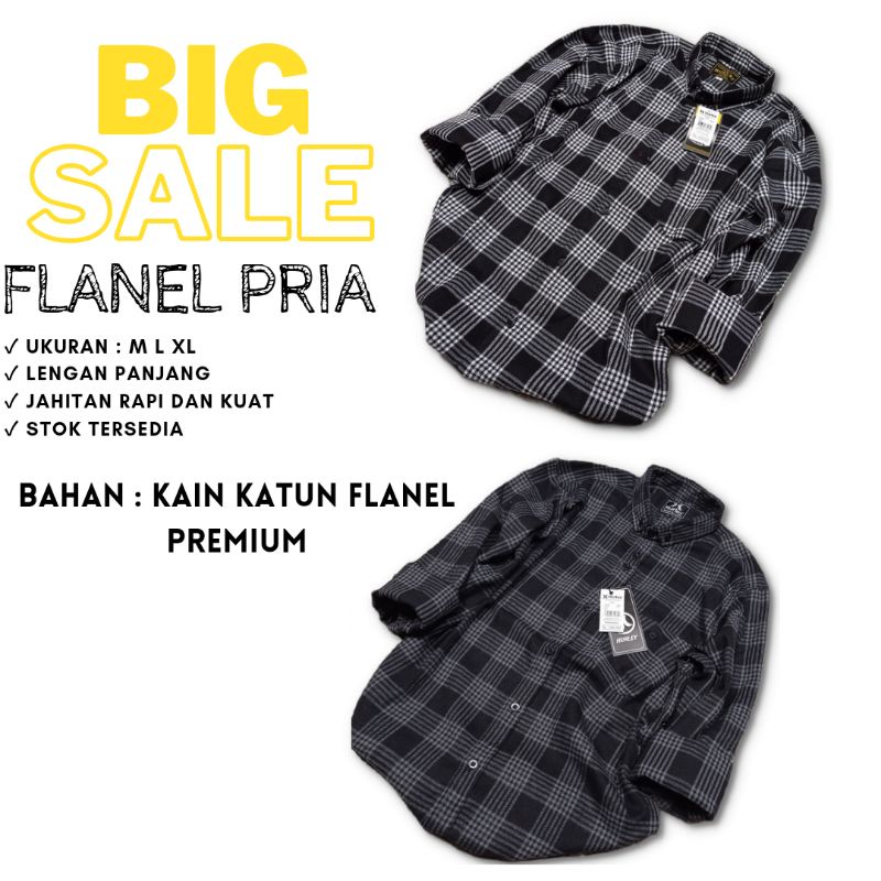 Kemeja flanel pria premium Motif Garis Garis Besar