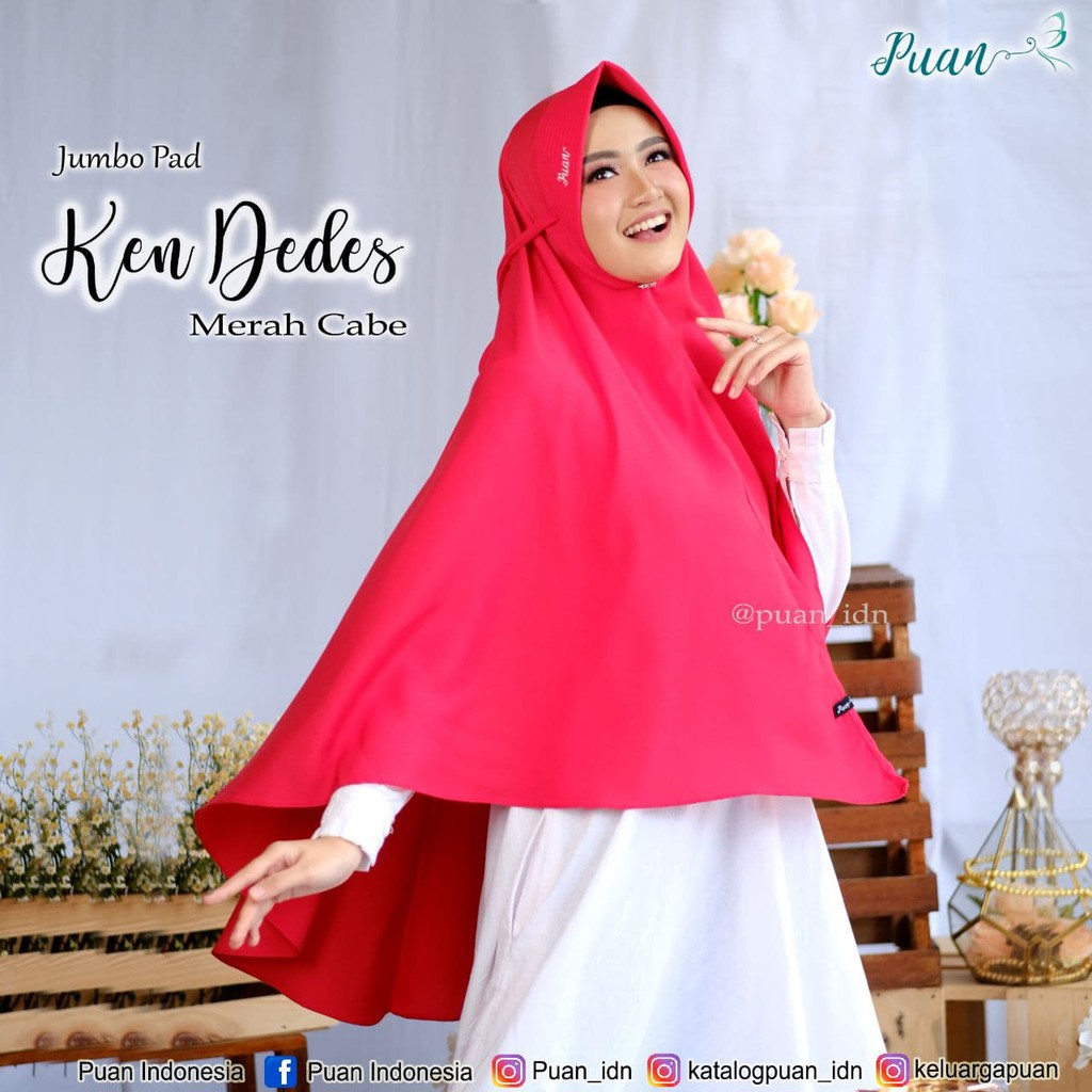 Jilbab Bergo Khimar Instan Hijab Dewasa Ken Dedes Jumbo Pad Original Produk Puan bahan Twice Duluxe