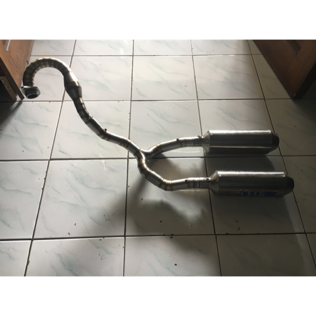 Knalpot dual muffler over racing japan untuk KLX