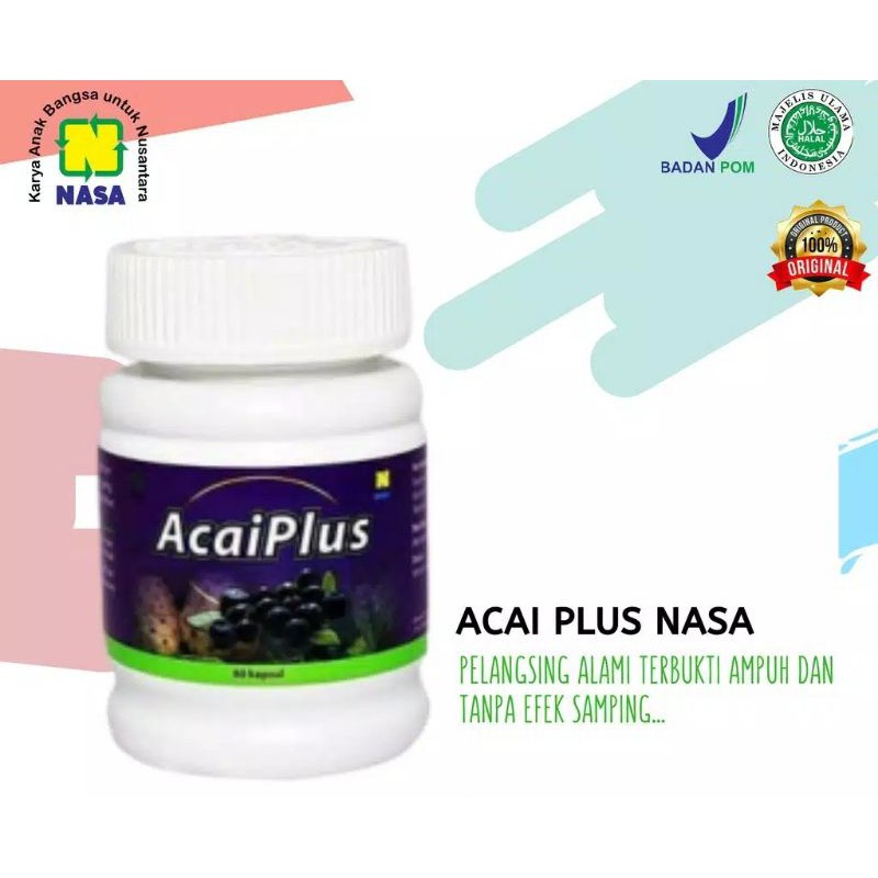AcaiPlus NASA (60 kapsul) Asli 100% Original Pelangsing Herbal Alami dan Terpercaya