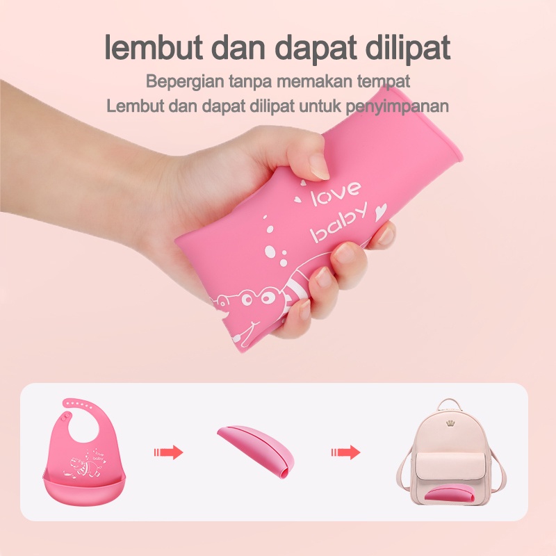 Elemek Makan Bayi BABY BIB SLABER Karet Anak Baby Burb Apron Silicon Bibs L192