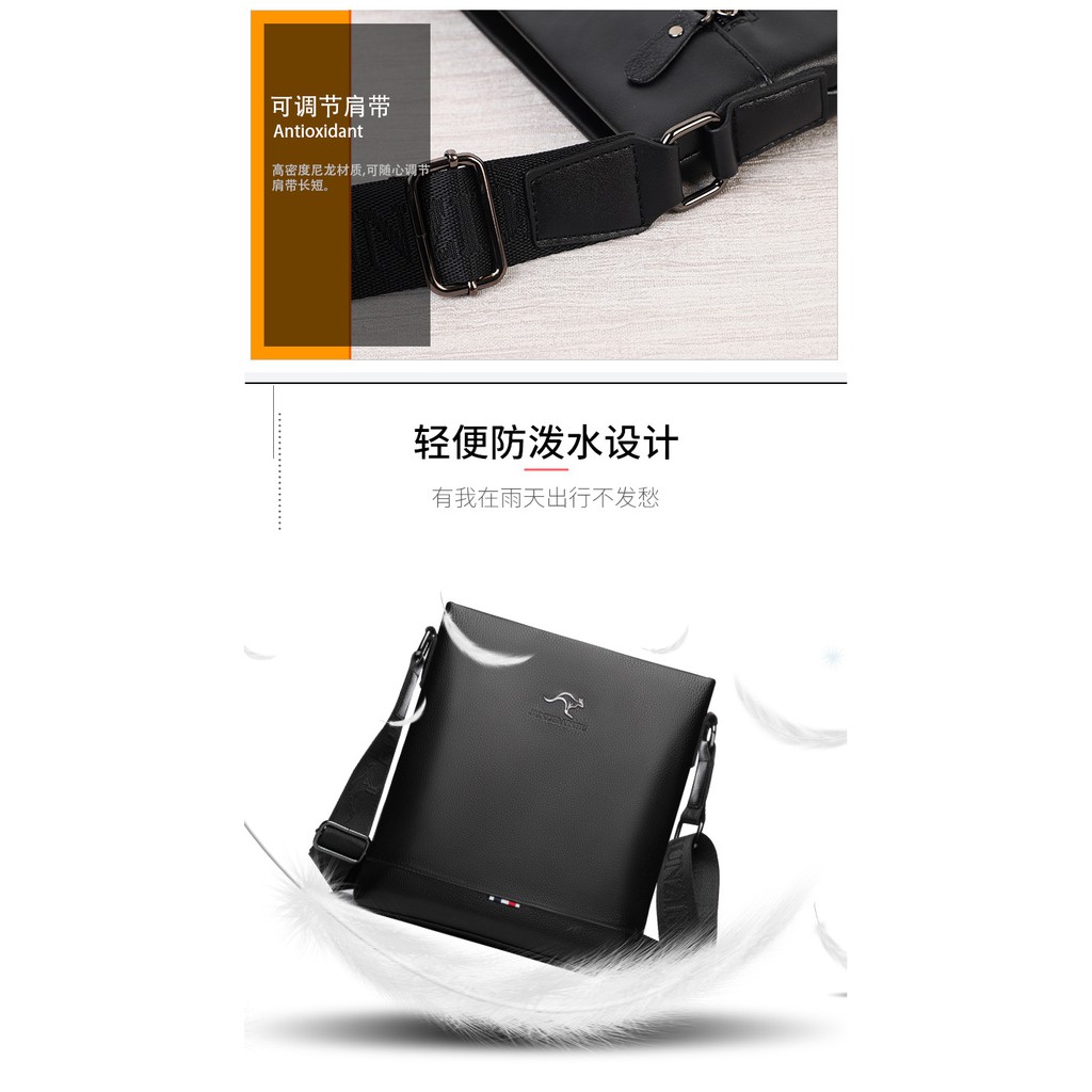 [ORIGINAL] Junzidaishu Tas Selempang Pria Kulit PU Korean Style Soft Leather Messenger Bag Import