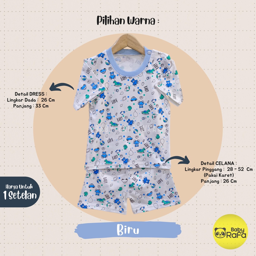Setelan Baju Bayi Pendek Kancing Bahu 0 - 6 Bulan merk SNI SAFFENDA / FEELLOVEBABY-3
