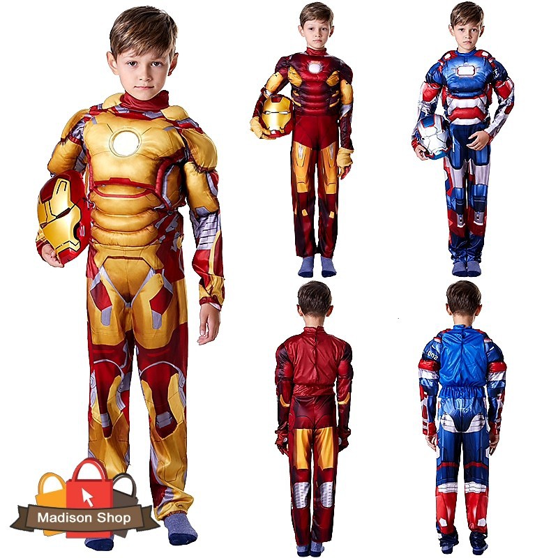 Kostum Iron Man Mussle Murah Baju Robot Cosplay Murah Topeng Ironman - Random Warna