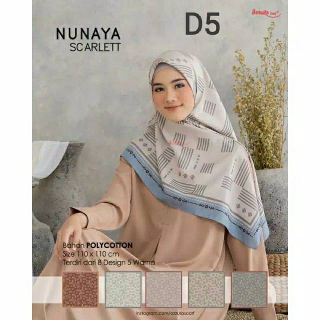 Hijab Jilbab Motif Segi Empat Motif Scarlett by Nunaya