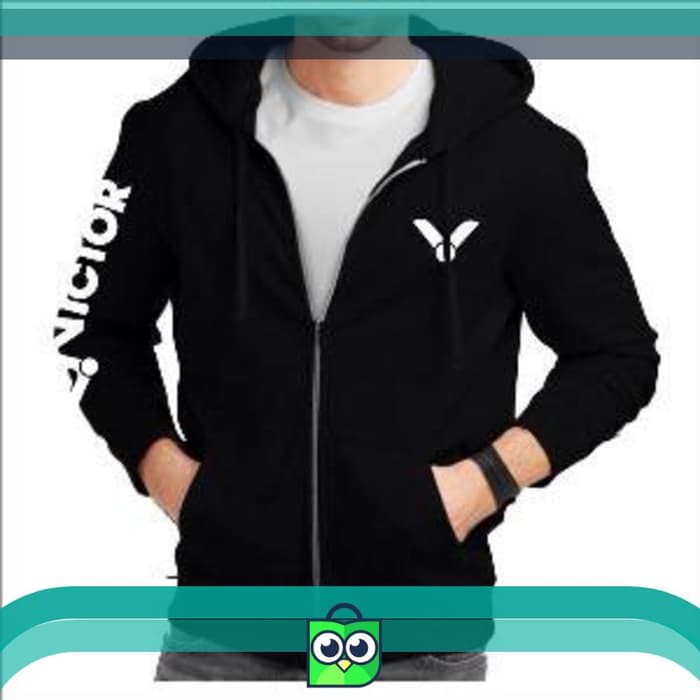 Jaket sweater hoodie zipper victor badminton