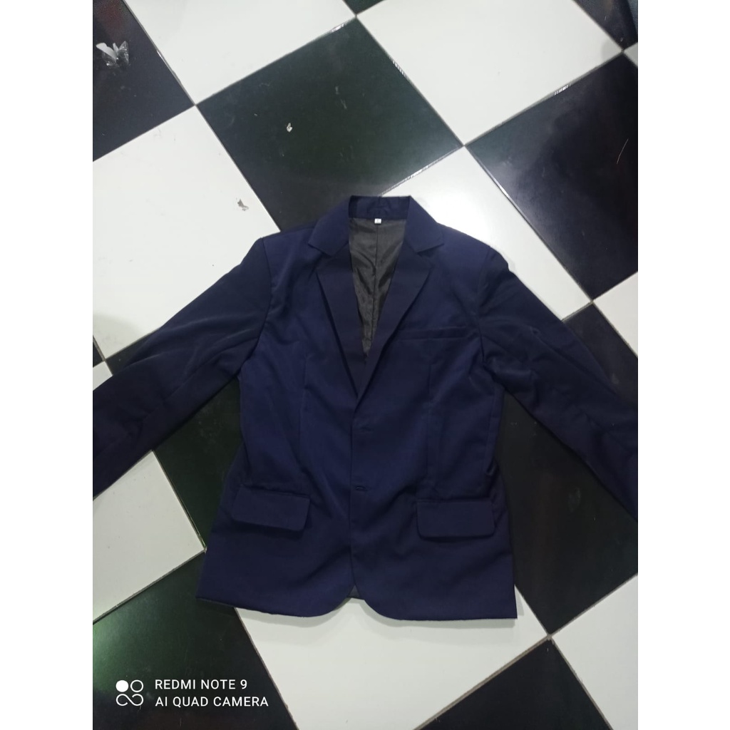 (BIG PROMO) Jas almamater navy biru dongker  full furing / Jas Pria Slim Fit Formal - non Formal / Blazer Pria Casual warna navy biru dongker