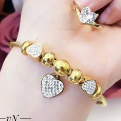 Titanium Set Gelang dan Cincin Wanita C864