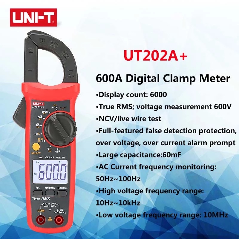 Tipe UT202A+ / UT-202A+ Tang Ampere / Clamp Meter AC UNI-T