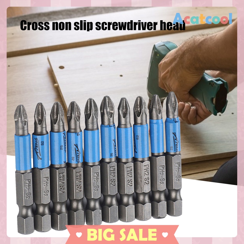 50mm PH2 S2 Cross Bit Drill Head Anti Slip Hex Shank Screwdriver Drill Bit