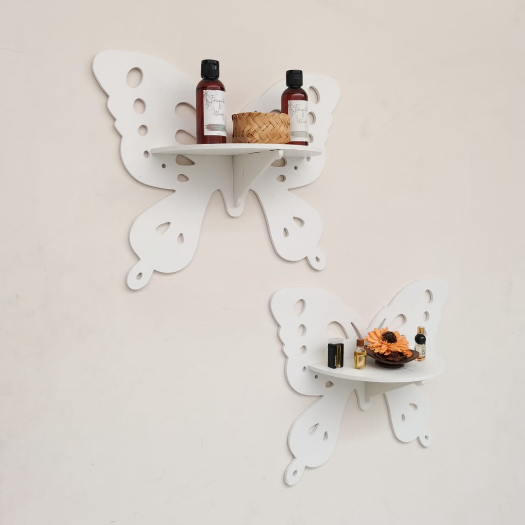 [ 1set isi 2 ] Kupu Kupu Decorative Rack Rak Shabby Chic Vintage Dekorasi Pajangan Bunga