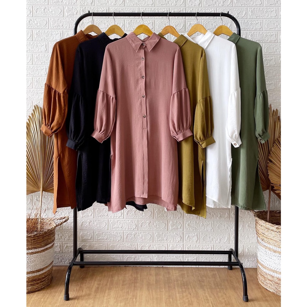 Tunik Crinkle Jaleela  / Atasan Wanita Casual  /  Tunic Basic Polos Airflow /  Tunik Muslim Kekinian