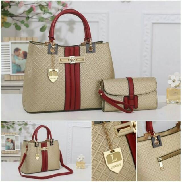 TAS WANITA IMPORT - HANDBAG K084A 2IN1 WINE GOLD