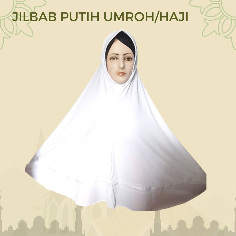 Jilbab putih/bergo putih/jilbab umroh/haji