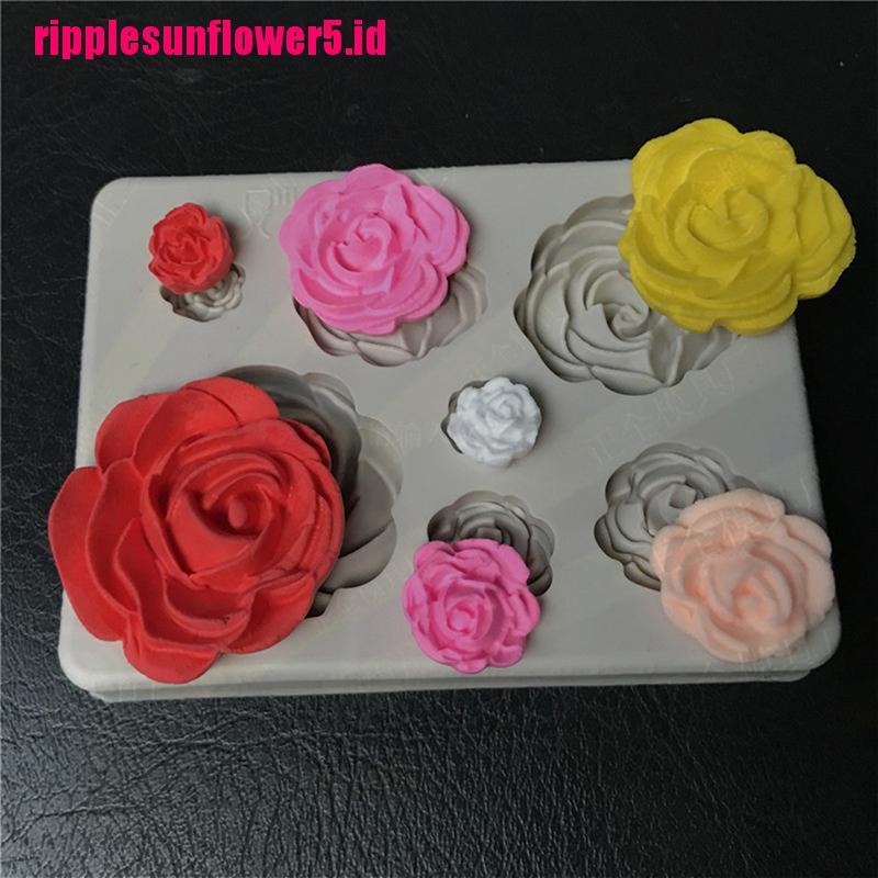 Cetakan Adonan Kue Fondant Desain Bunga Rose 3d Bahan Silikon Untuk Baking