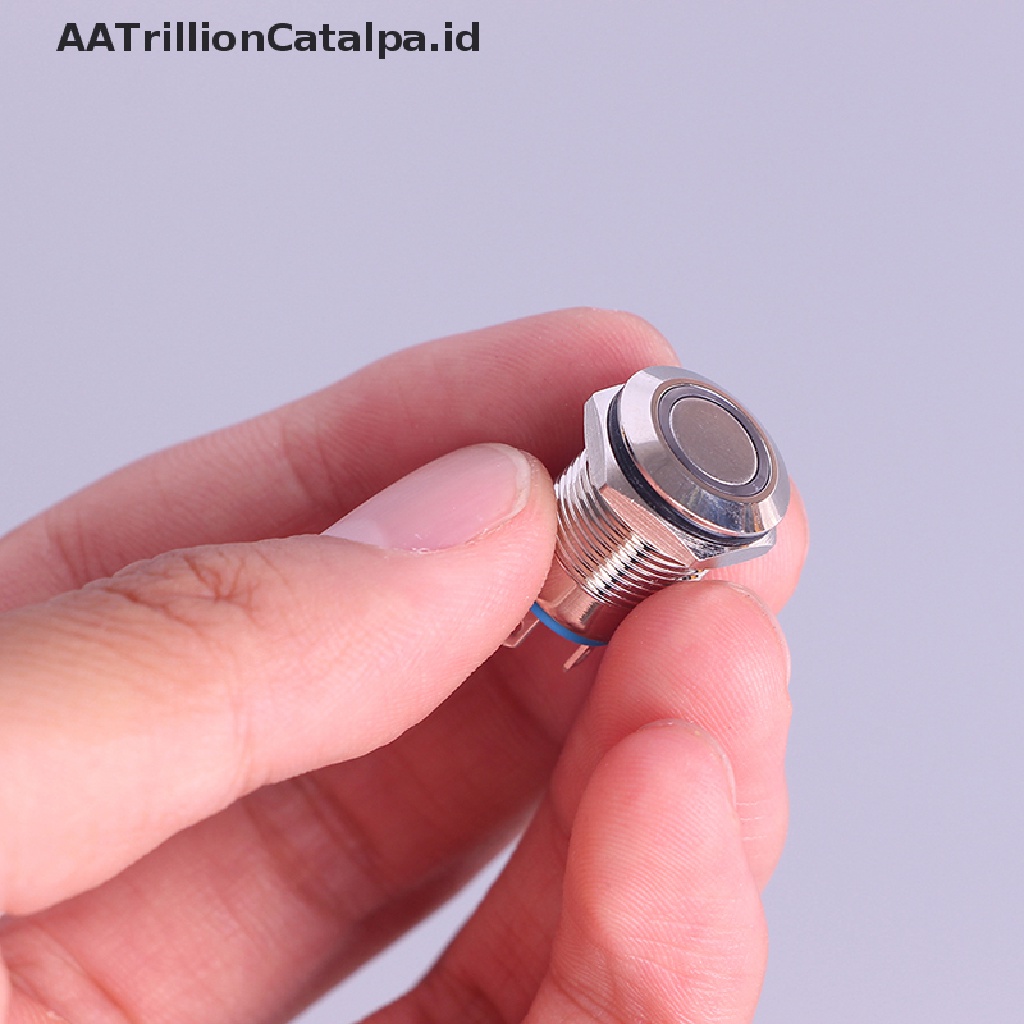 (AATrillionCatalpa) Tombol Tekan 12mm Bahan Metal Dengan Lampu LED