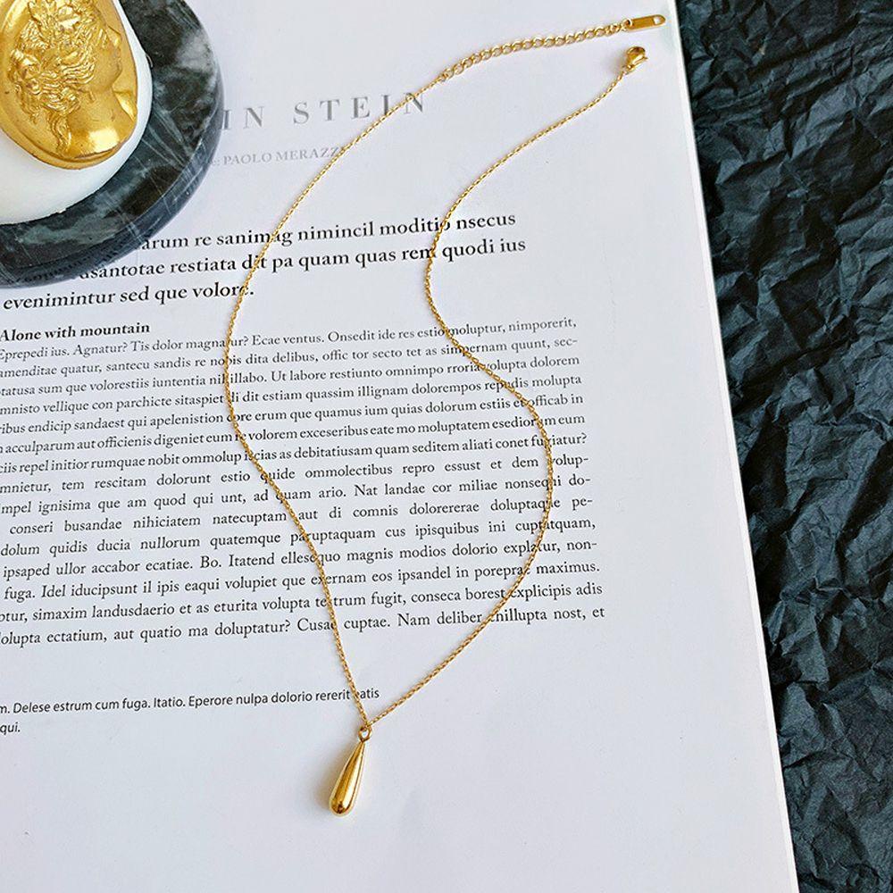 Kalung Tetes Air Kepribadian Vintage All-match Hadiah Baja Titanium Aksesoris Perhiasan Sederhana