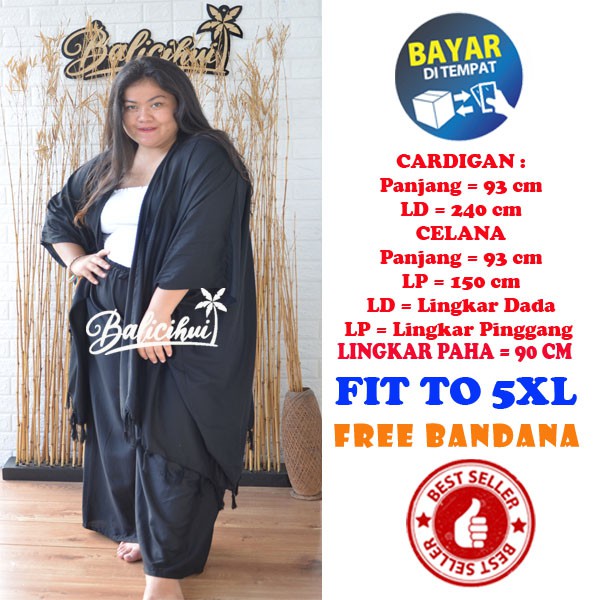 Balicihui Setelan Cardigan Jumbo Setelan Cardigan Plus Size Setelan Cardigan Bigsize