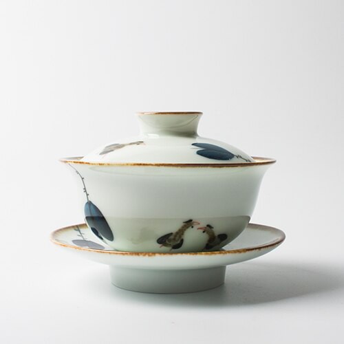 Japanese Style Ceramic Kung Fu Tea Set Creative Vintage Hand Painted Tureen Porcelain Bowl Tea Cup
