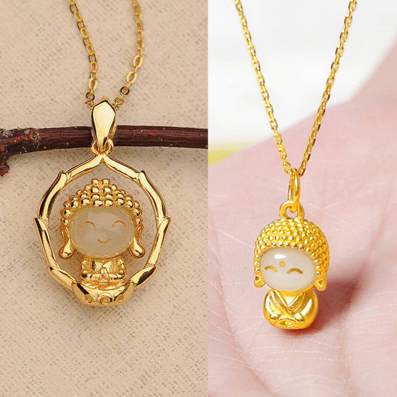 Fancyqube Lucky Charm Necklace Cartoon Buddha Titanium Neckalce No Tarnish Women Fashion