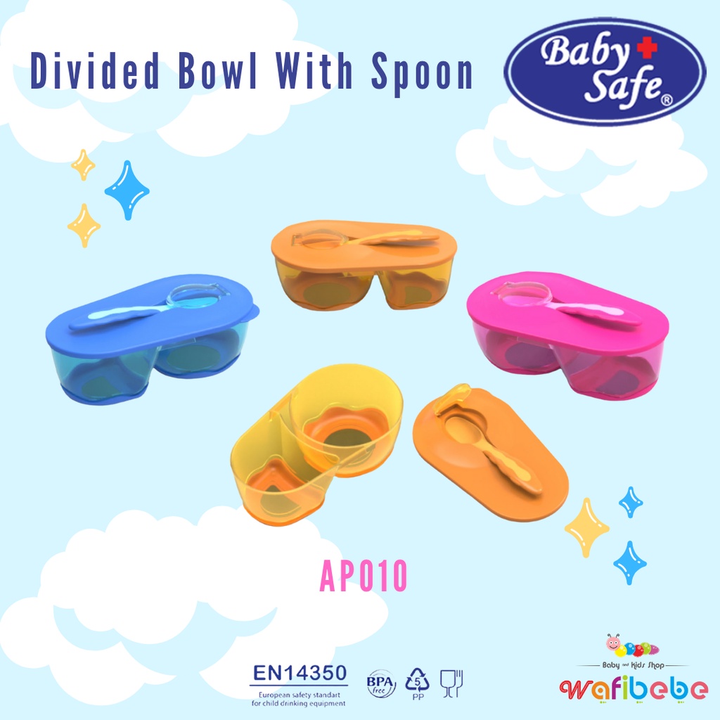 Baby Safe Divided Bowl With Spoon Mangkok Tempat Makan Bayi Dengan Sekat + Sendok Babysafe