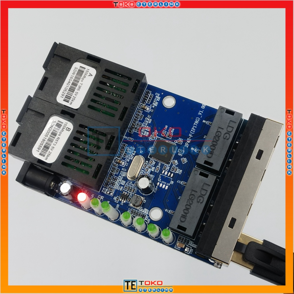 【Support POE】10/100M 2F4E 2 SC 4 RJ45 Ethernet  PCBA Single Mode 5V-12V input-1