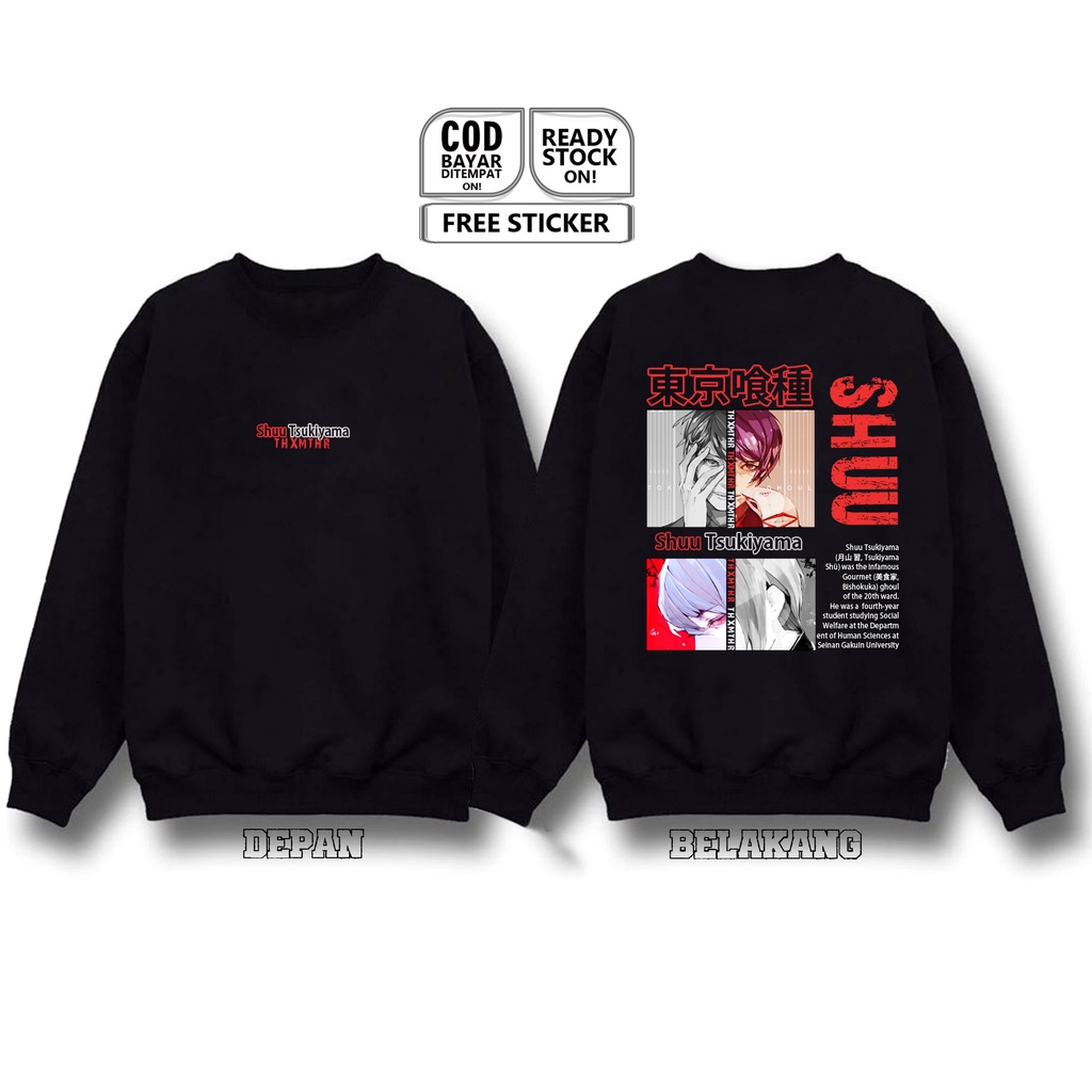 SWEATER SHUU TSUKIYAMA TOKYO GHOUL ANIME MANGA KEN KANEKI TOUKA KIRISHIMA NISHIKI NISHIO RIZE KAMISHIRO HIDEYOSHI HINAMI SEIDOU BAJU JEPANG JAPAN CULTURE SIGN CLOTH