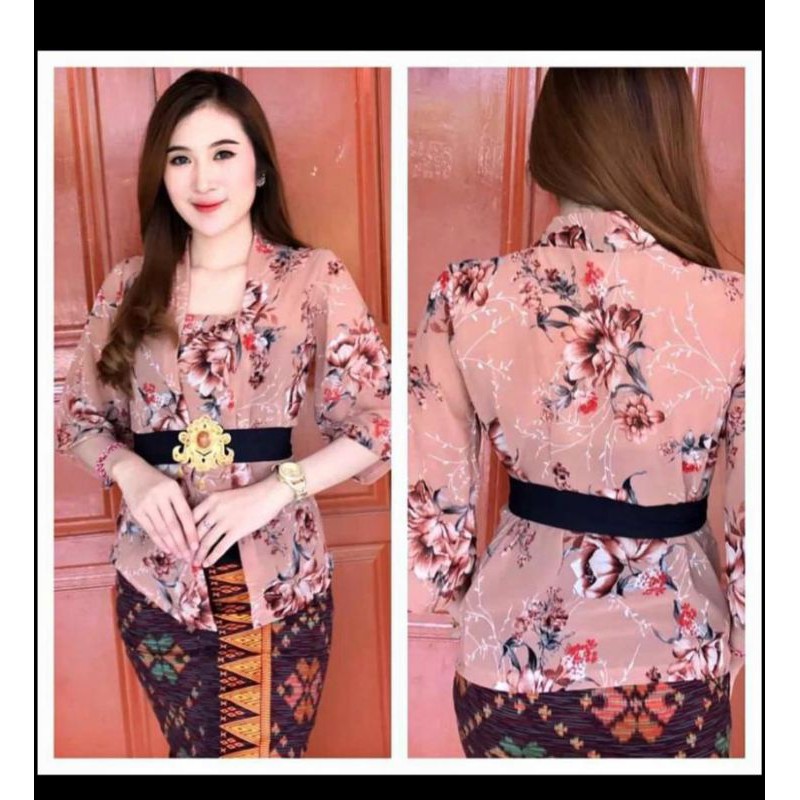 Kebaya Sifon Print motif mawar/kebaha sifon print/kebaya modern/kebaya bali murah/