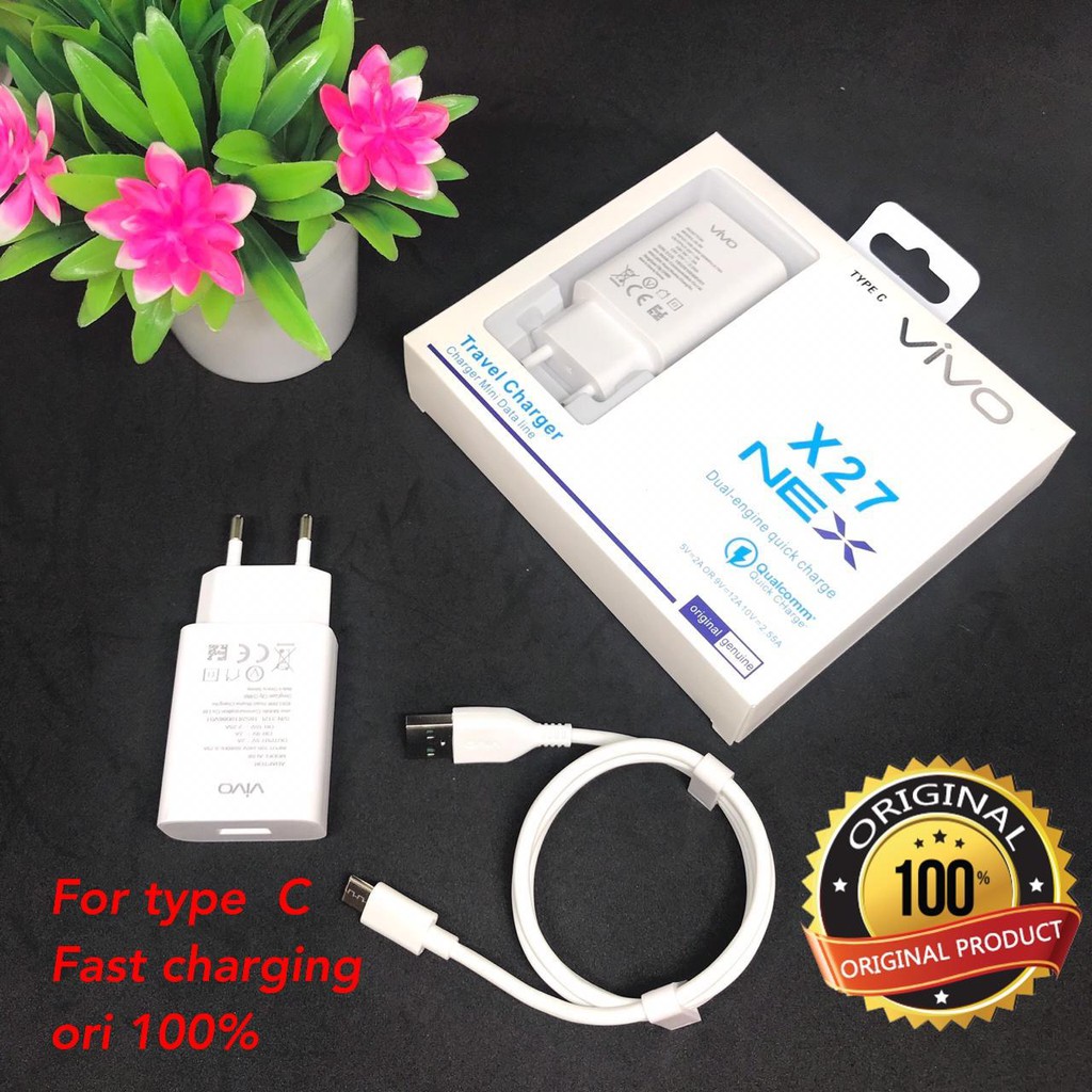 CHARGER CASAN MICRO-USB &amp; TYPE-C VIVO X27 NEX / X60/X70/X80 / Y17 MICRO-USB / S1 PRO TYPE-C FAST CHARGING