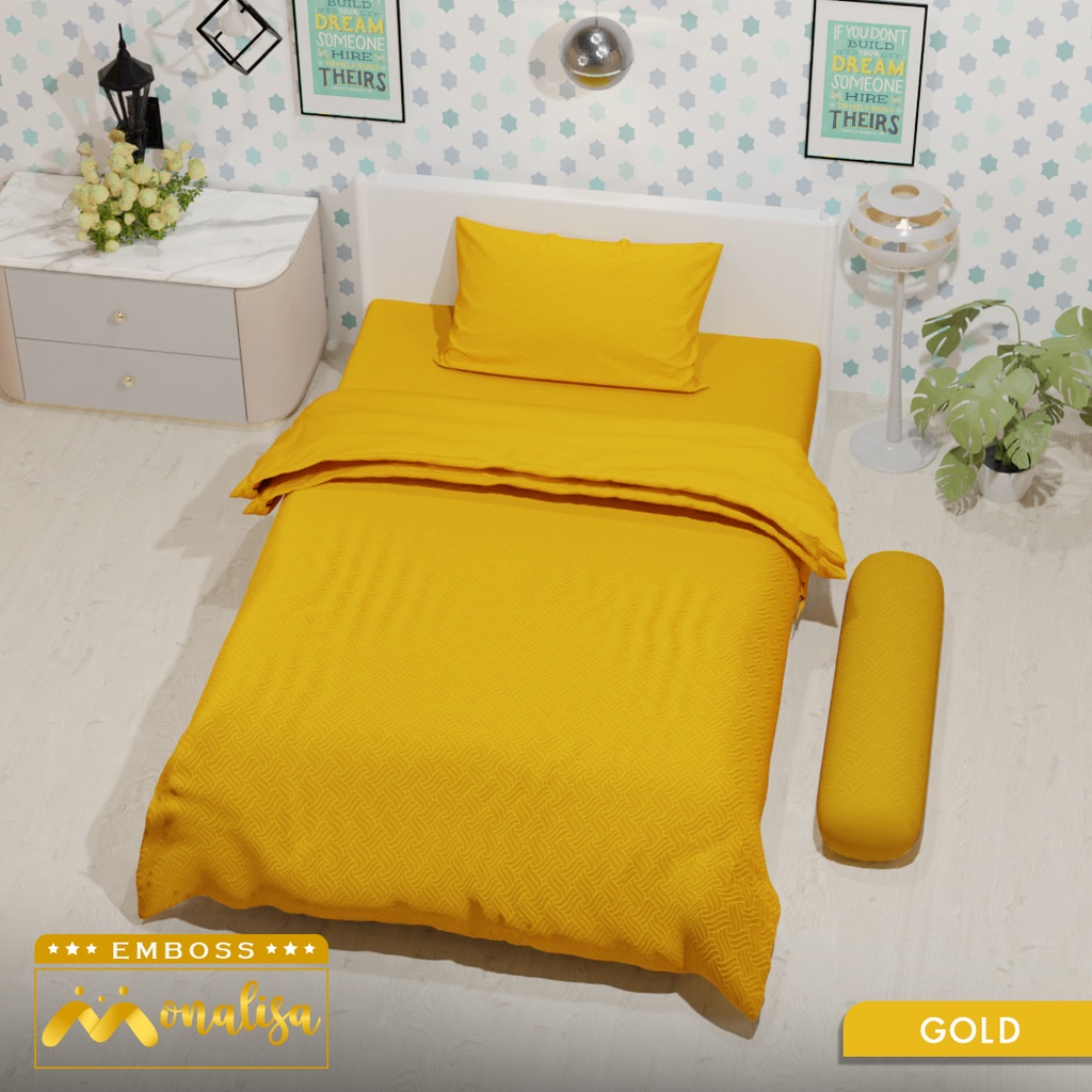 Monalisa Emboss BedCover SET Sprei Uk 100/120 - Gold