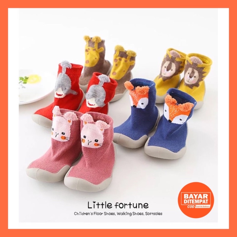 Premium Skidder Prewalkers Shoes Sepatu Bayi Alas Karet Antislip Kaos Kaki Sepatu Bayi Laki Laki Cowok Perempuan Baby Newborn Belajar Berjalan Sepatu anak 1 Tahun Prewalker Shoes ANIMAL