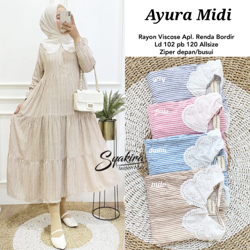 Ayura midi dress rayon viscose syakira
