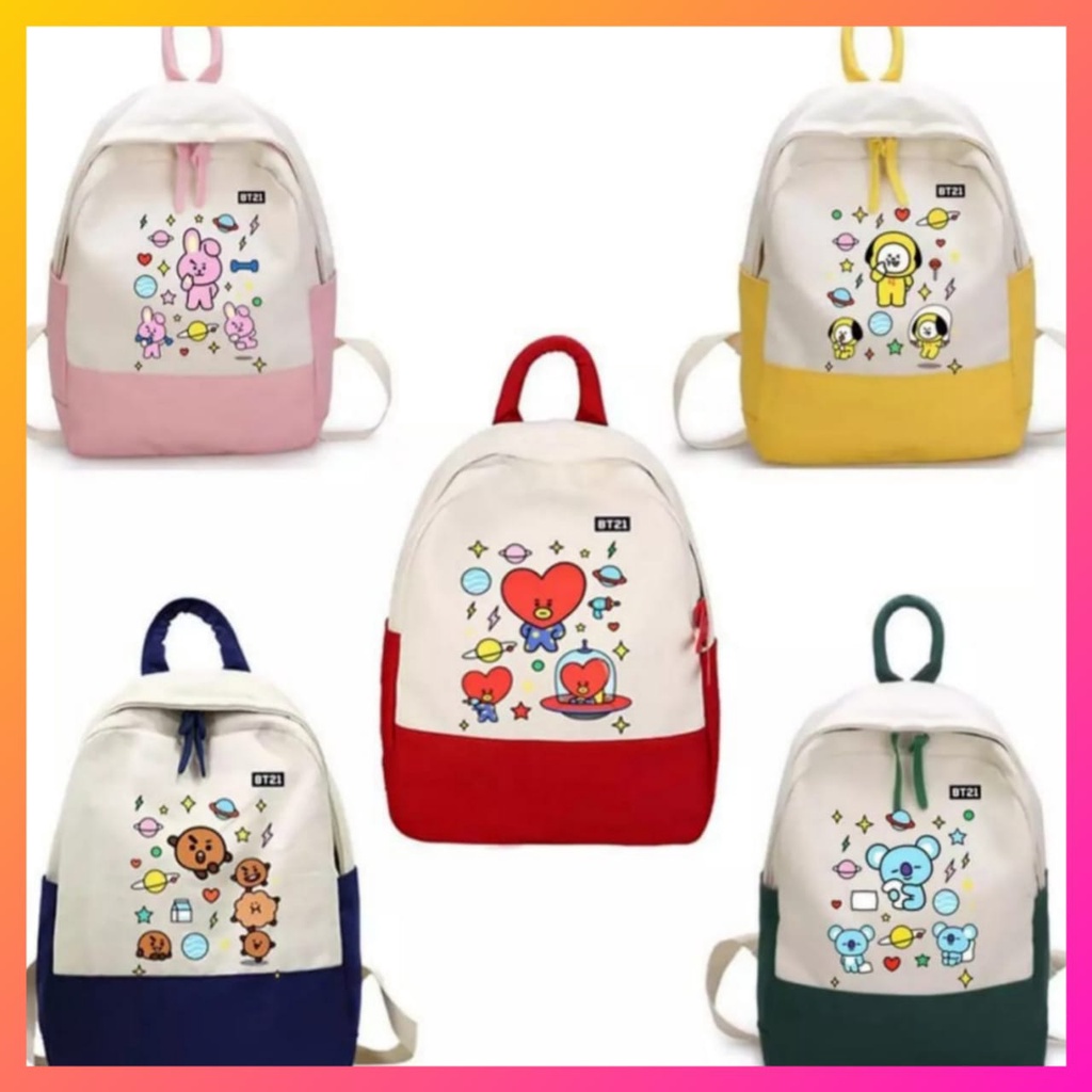 samasuka.shop - Tas Anak Perempuan Kpop Ransel Sekolah Sd Tk Korea  Lucu Kekinian Terbaru Ransel Wanita Karakter Korean Style Kartun Coki BT21 Pink Merah Kuning Terlaris Peringkat Teratas Promo Potongan Harga