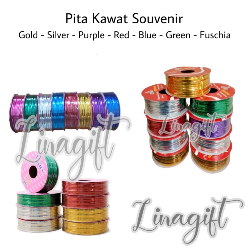 ( Rol 20 Yard ) WIRE RIBBON ROPE - PITA KAWAT SOUVENIR ROLL / IKATAN / GOODIE BAG / HAMPERS PARCEL GOLD SILVER RED PURPLE BLUE GREEN