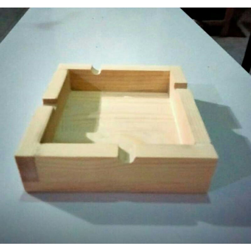 asbak murah bahan kayu jati blanda finishing melamin natural glossy