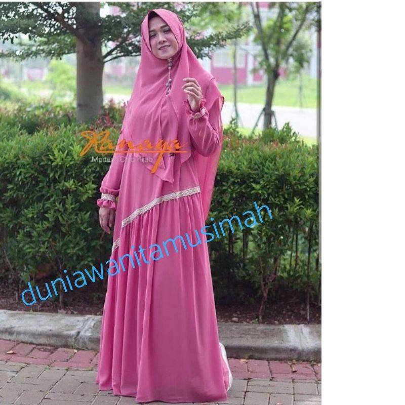 PROMO Model Gamis Syari Bahan Ceruti Premium Terbaru RANAYA Set Khimar / TERLARIS Gamis Set Khimar C