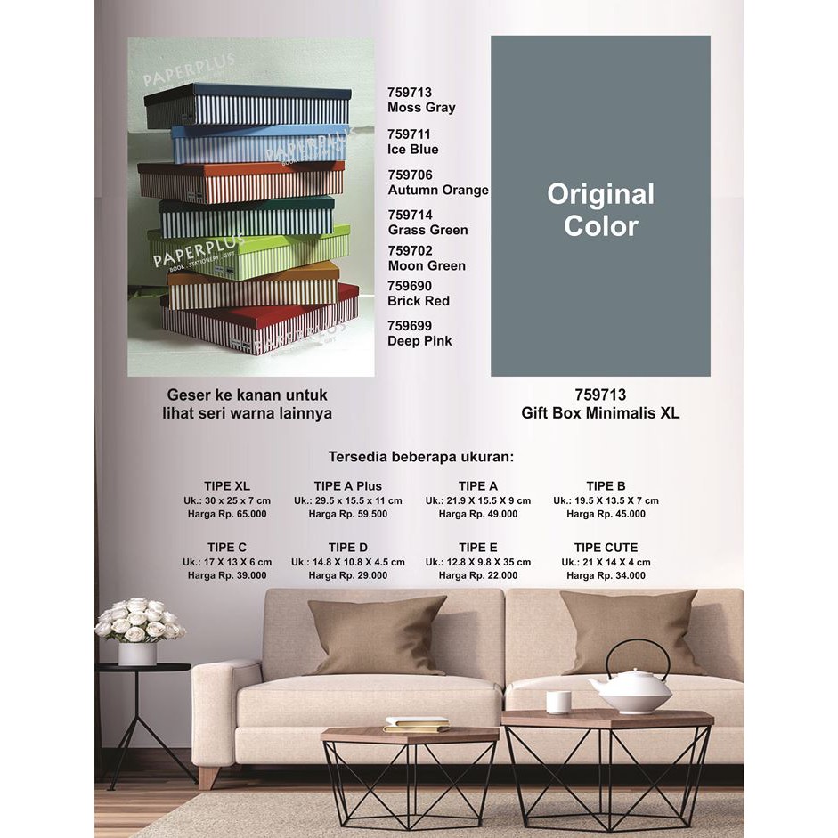 

Kotak kado/Kotak Hadiah/Gift Box Minimalis XL_Garis Spectra Moss Gray