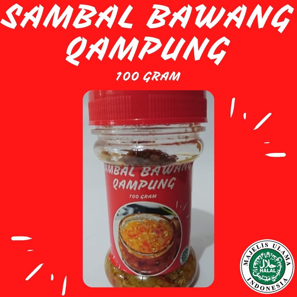 

Sambal Bawang Goreng Qampung 100gr Sauce Red Onion Cabai Lombok Setan Pedas - HALAL