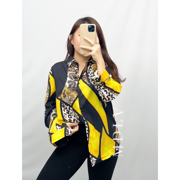 MDLV ~ BM 0198 SHANICE YELLOW LEOPARD SHIRT