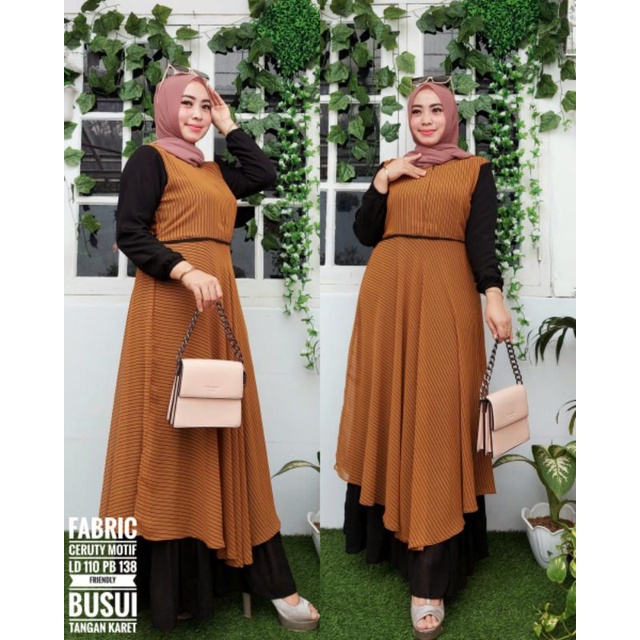 [ BISA COD ] GAMIS CERUTY BABYDOLL MOTIF KOMBINASI POLOS 2 LAYER, DRESS FULL CERUTY MOTIF KOMBINASI POLOS MODEL TERBARU BY AL BADDAR