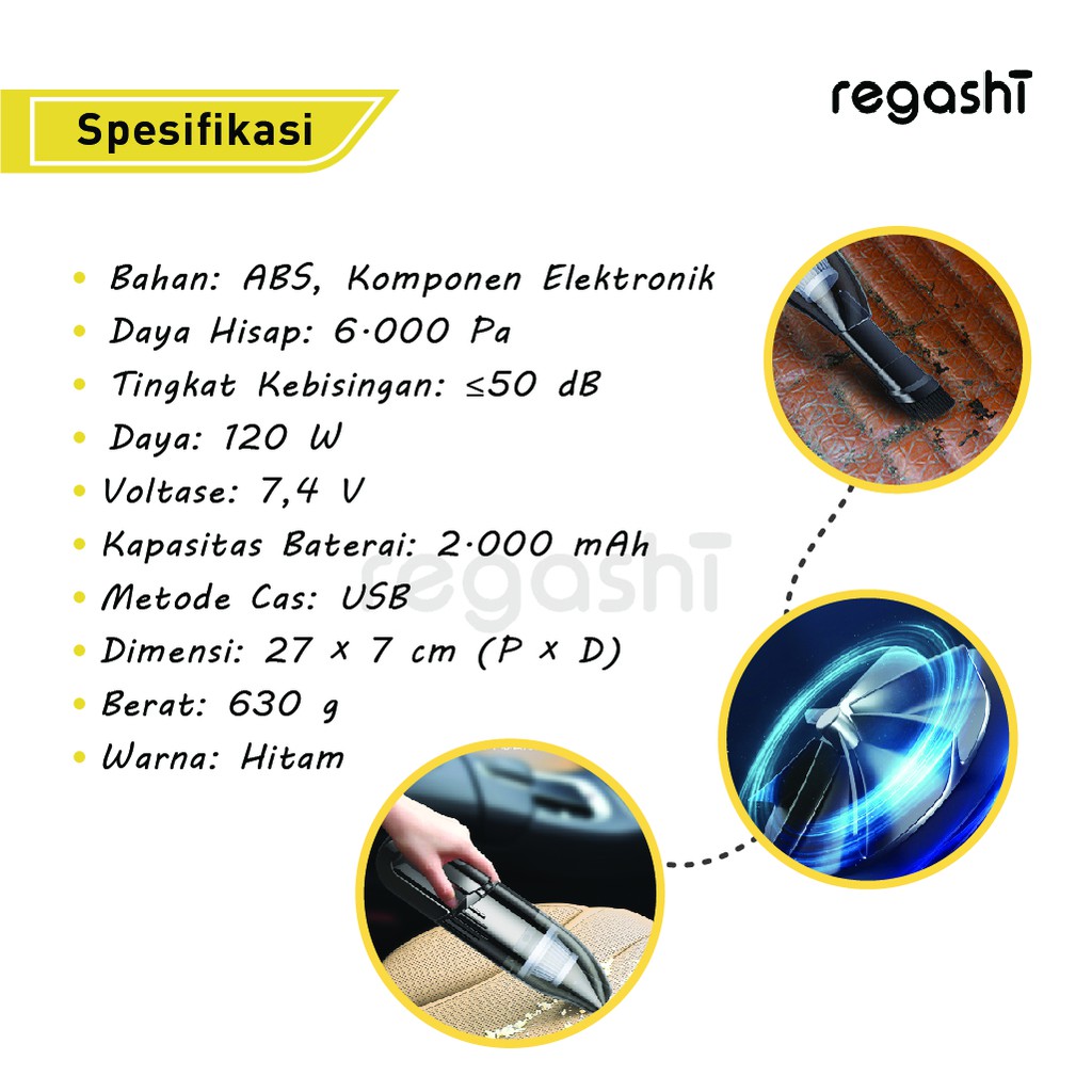 HOT PRODUCT Regashi Mini Vacuum Cleaner Penyedot Debu Mobil Portable Alat Penyedot Debu Serbaguna