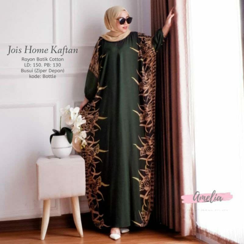 Kaftan Bunda  - Kaftan Wanita Jumbo Katun Rayon Batik Premium Busui Daster Gamis Batik Bigsize  Fashion Muslim Kekinian LD 180cm