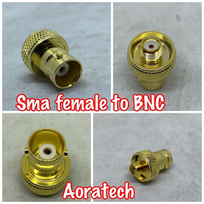 Konektor SMA Female to BNC Female Gold emas kuning HT china Baofeng