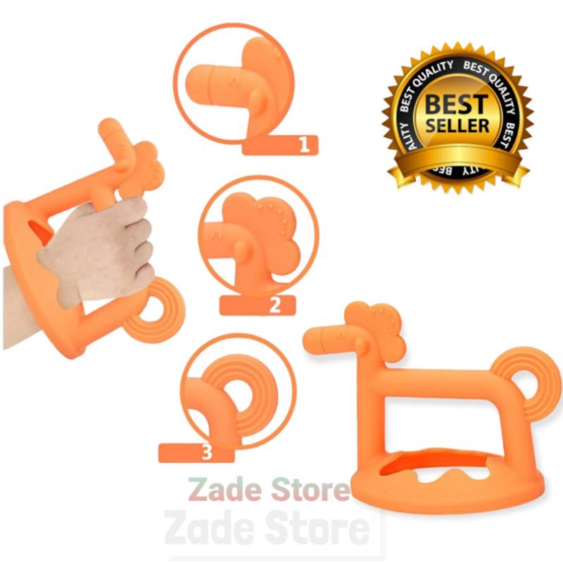 Teether Bayi Mushroom Head Silikon dengan Rattle Jamur dan Kuda - Zade Store