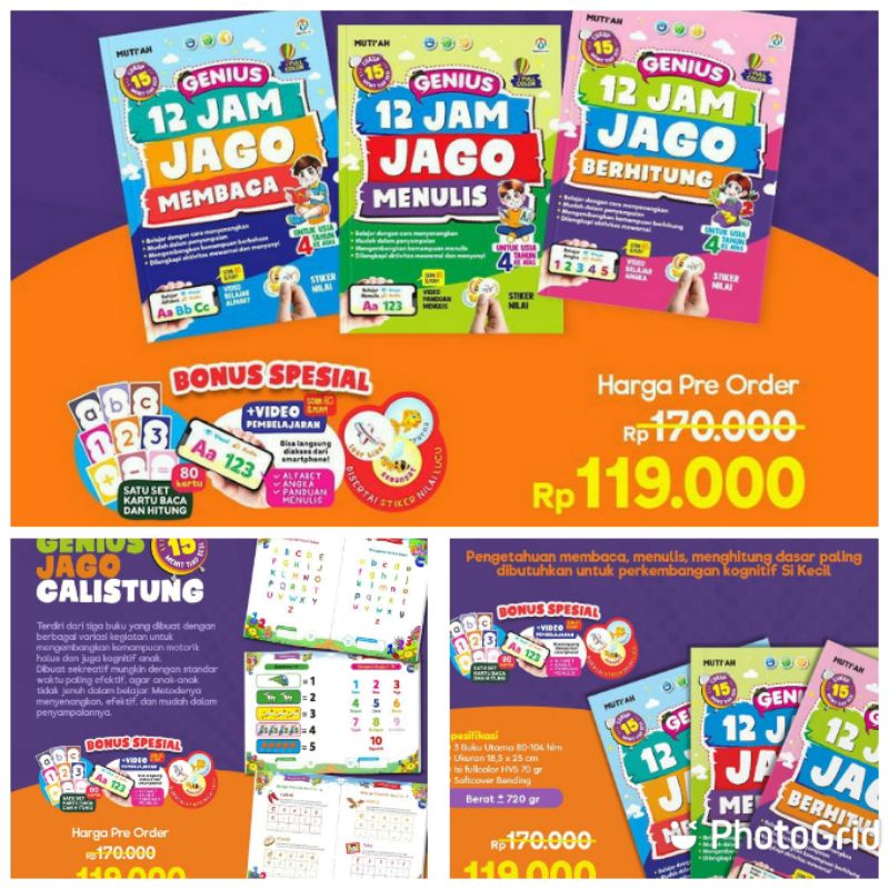 Buku Genius 12 jam jago calistung / buku calistung / calistung / buku jago calistung ready stock